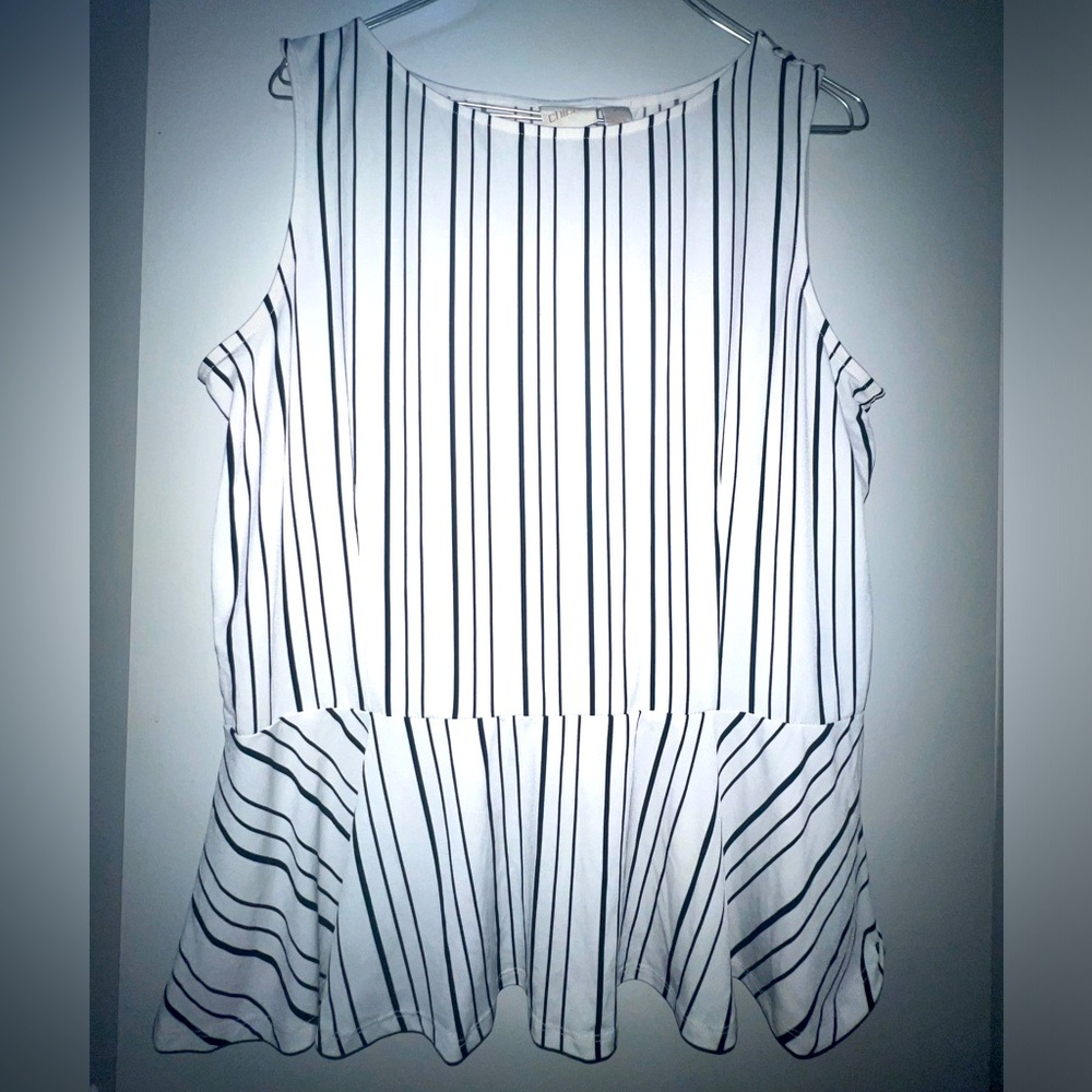 Striped Sleeveless Peplum Top